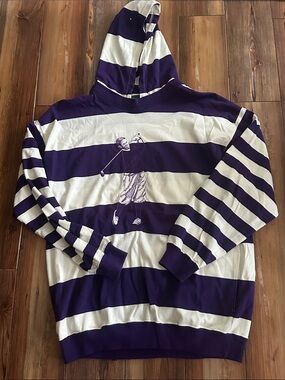 Hickey Freeman Bobby Jones Purple and White Striped Hooded Sweater XL